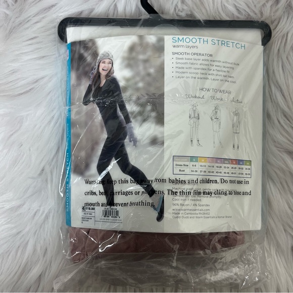 NWT Mauve Shadow Long Sleeve Scoop Neck Shirt - Warm Essentials by Cuddl Duds - Picture 7 of 9